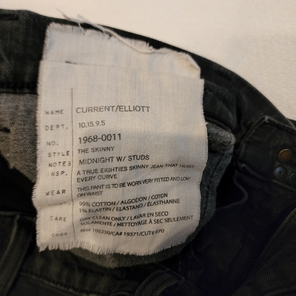 Current/Elliot midnight w/studs skinny jeans - Picture 8 of 12